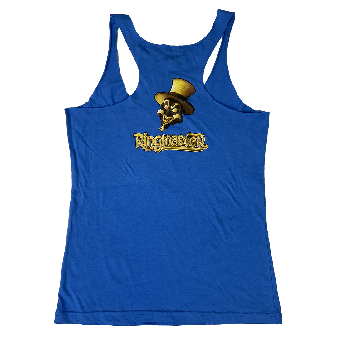 "Baby Ringmaster" Womens Raw Edge Tank Top In Blue - Image 3