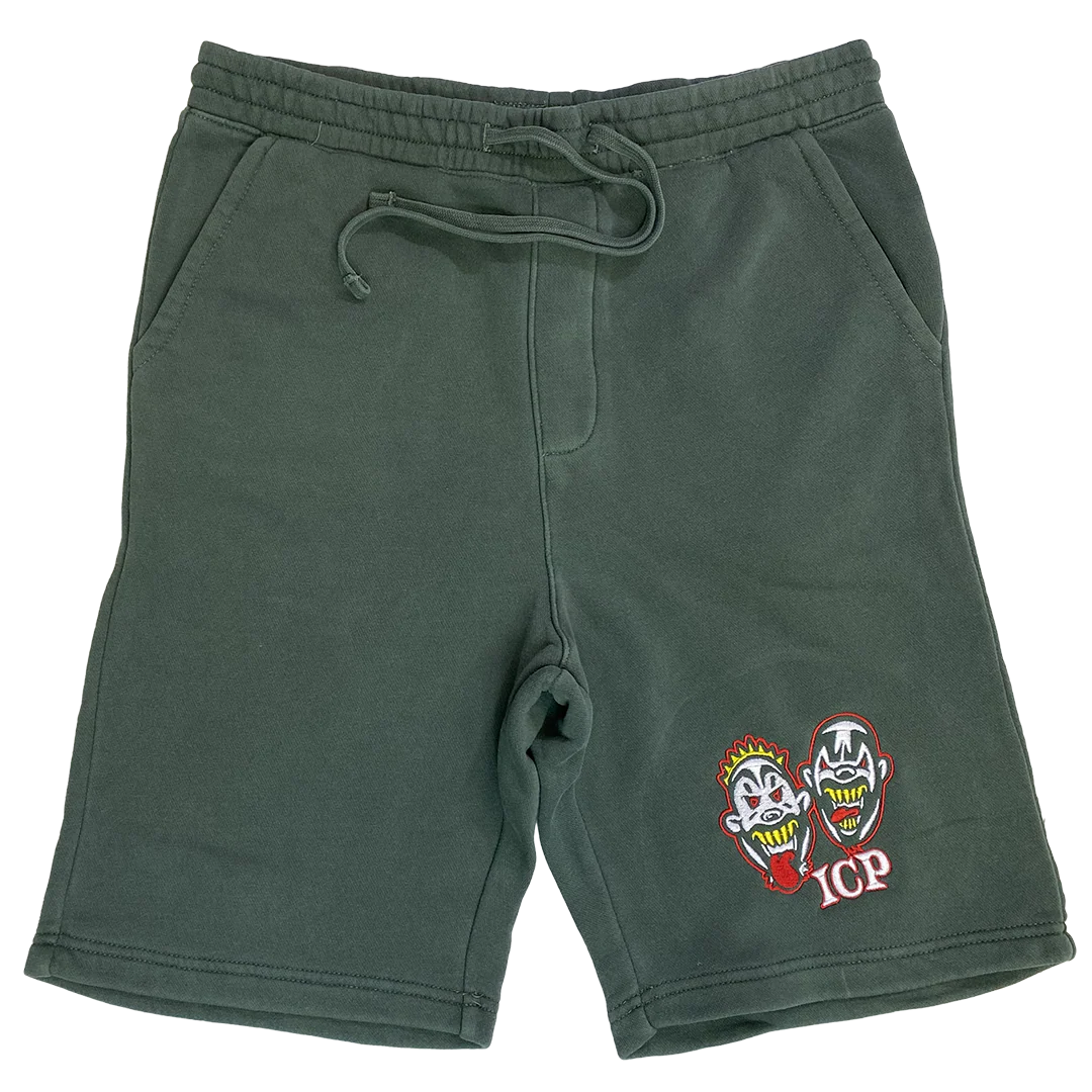 "BB Heads" Embroidered Shorts In Green