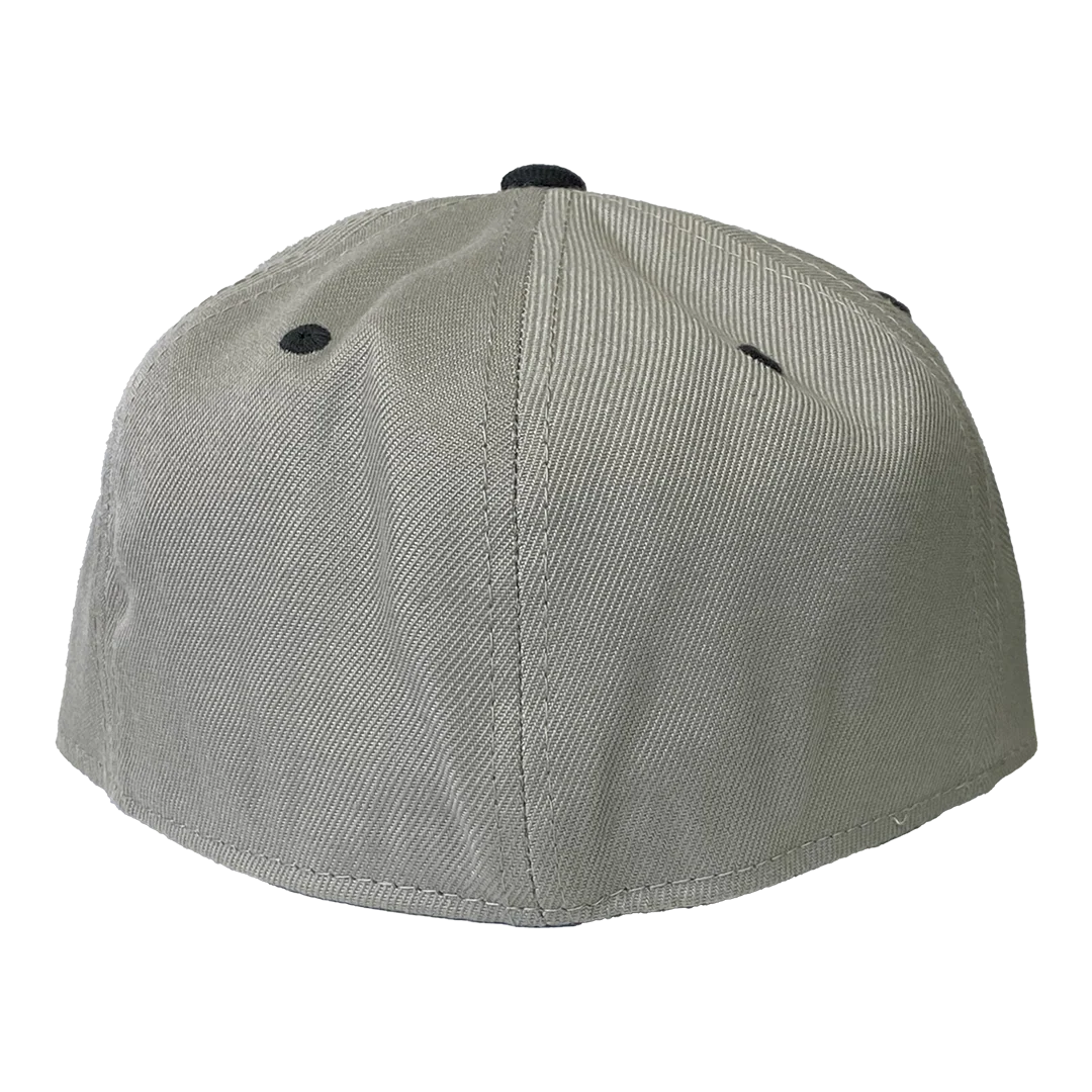 "Block Logo" Fitted Flat Bill Hat In Grey - Image 4
