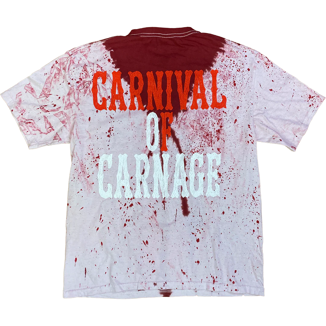 "Carnival Of Carnage Vintage" T-Shirt In Red Blood Splatter Dye - Image 3