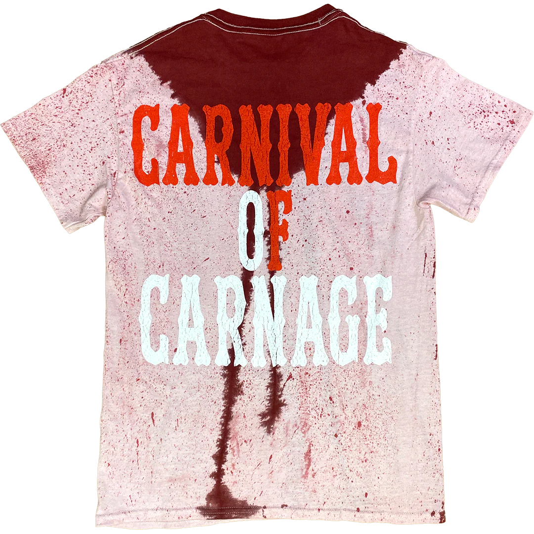 "Carnival Of Carnage Vintage" T-Shirt In Red Blood Splatter Dye - Image 9