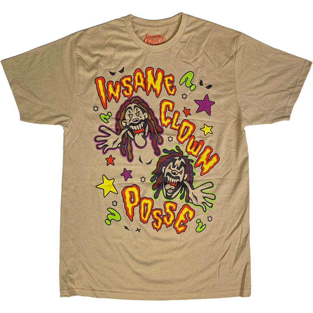 "Cartoon Clowns" T-Shirt In Tan
