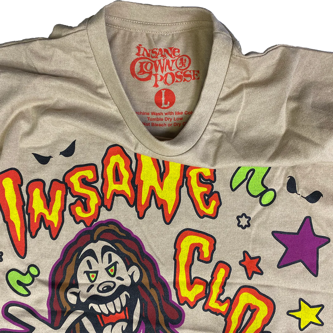 "Cartoon Clowns" T-Shirt In Tan - Image 3
