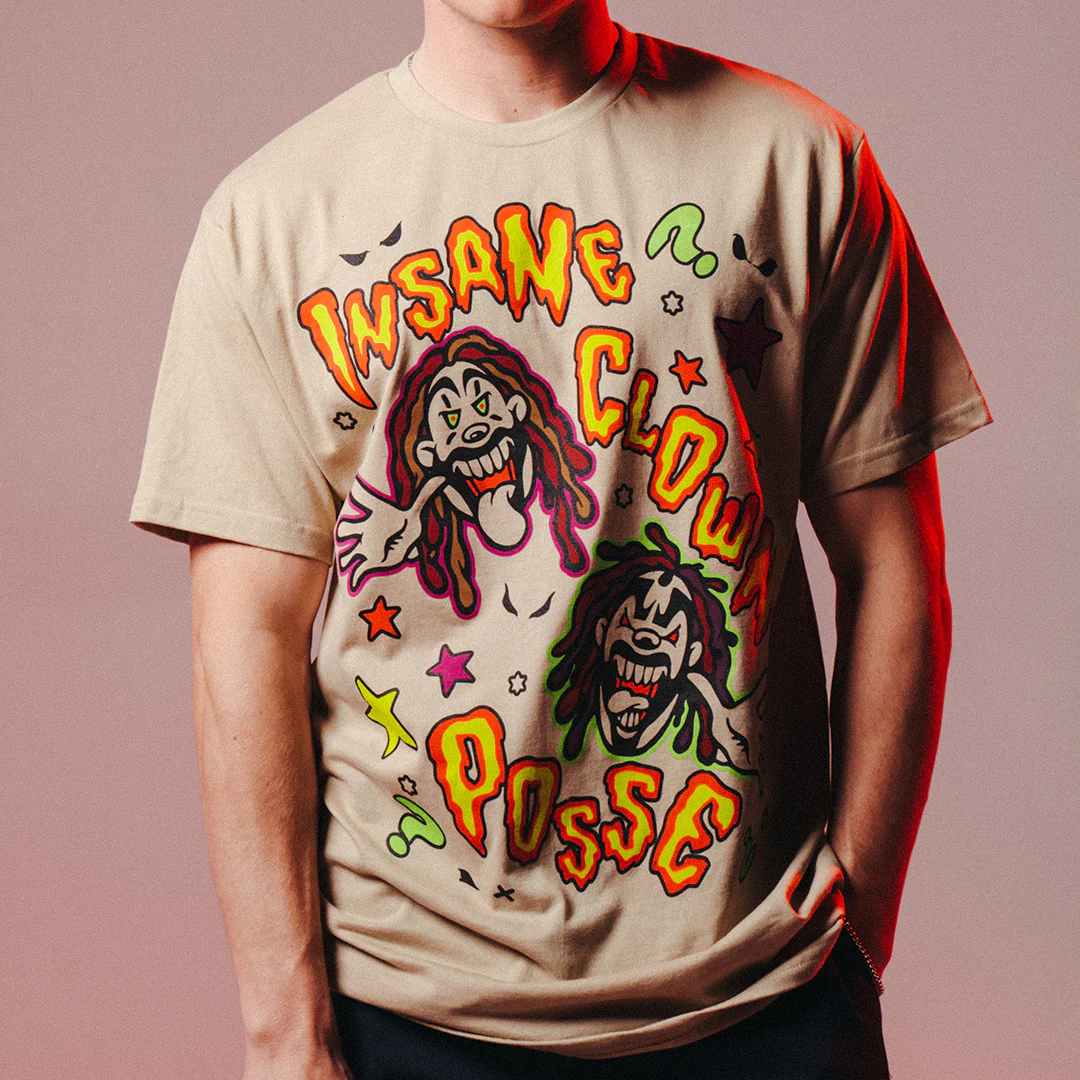 "Cartoon Clowns" T-Shirt In Tan - Image 4