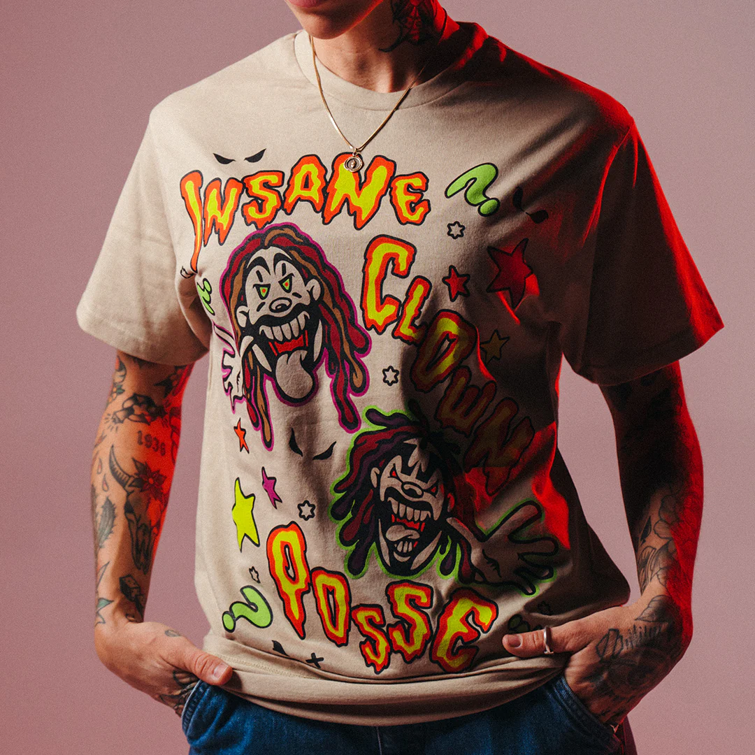 "Cartoon Clowns" T-Shirt In Tan - Image 5