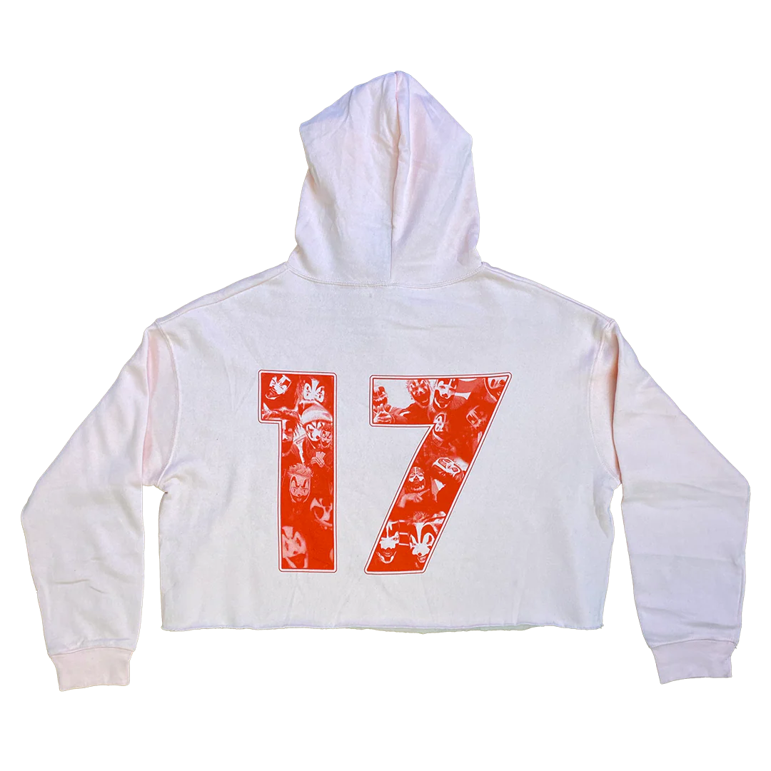 "17 Dead" Pullover Crop Hoodie In Light Pink - Image 3
