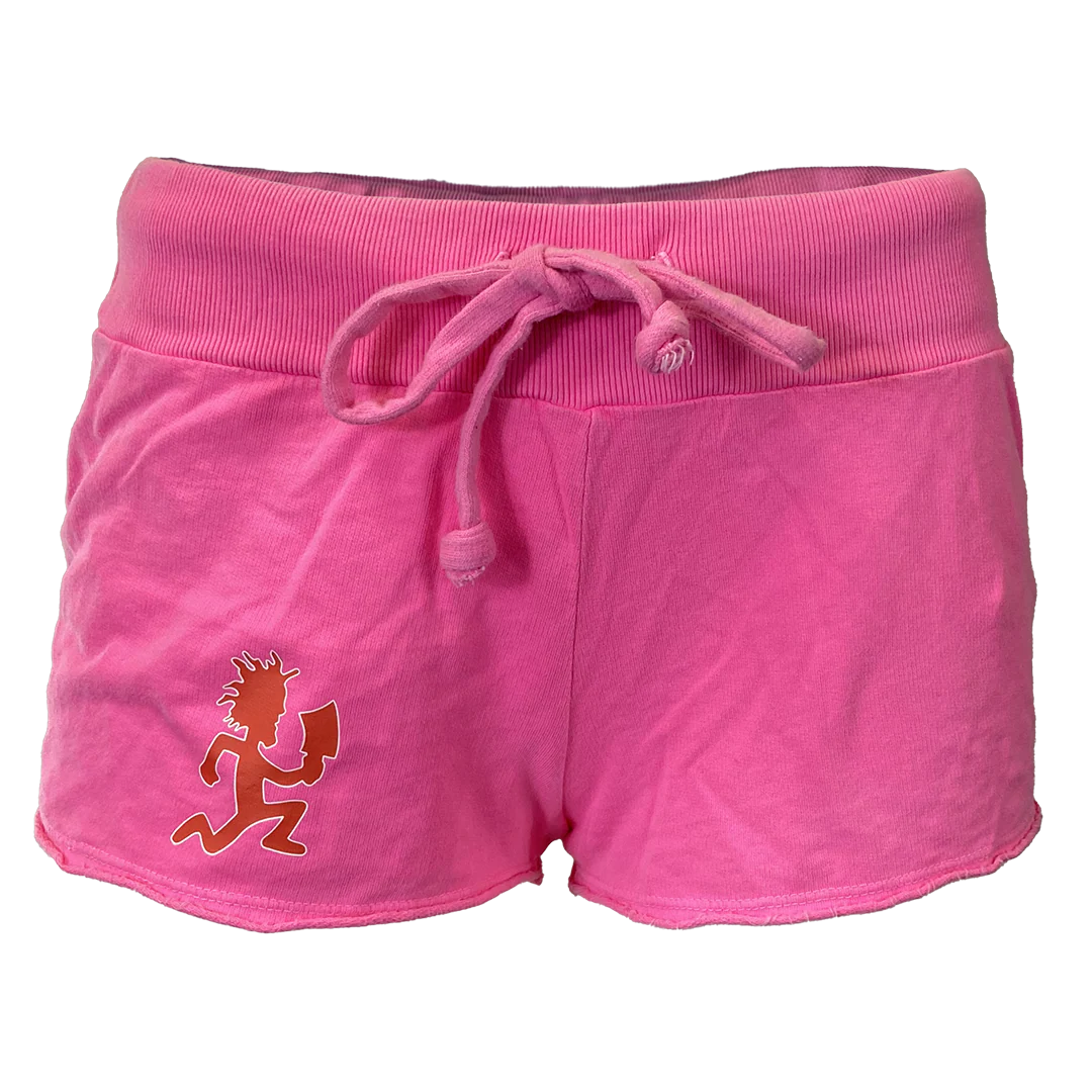 "Hatchetman Carnival" Women's Fleece Shorts In Hot Pink