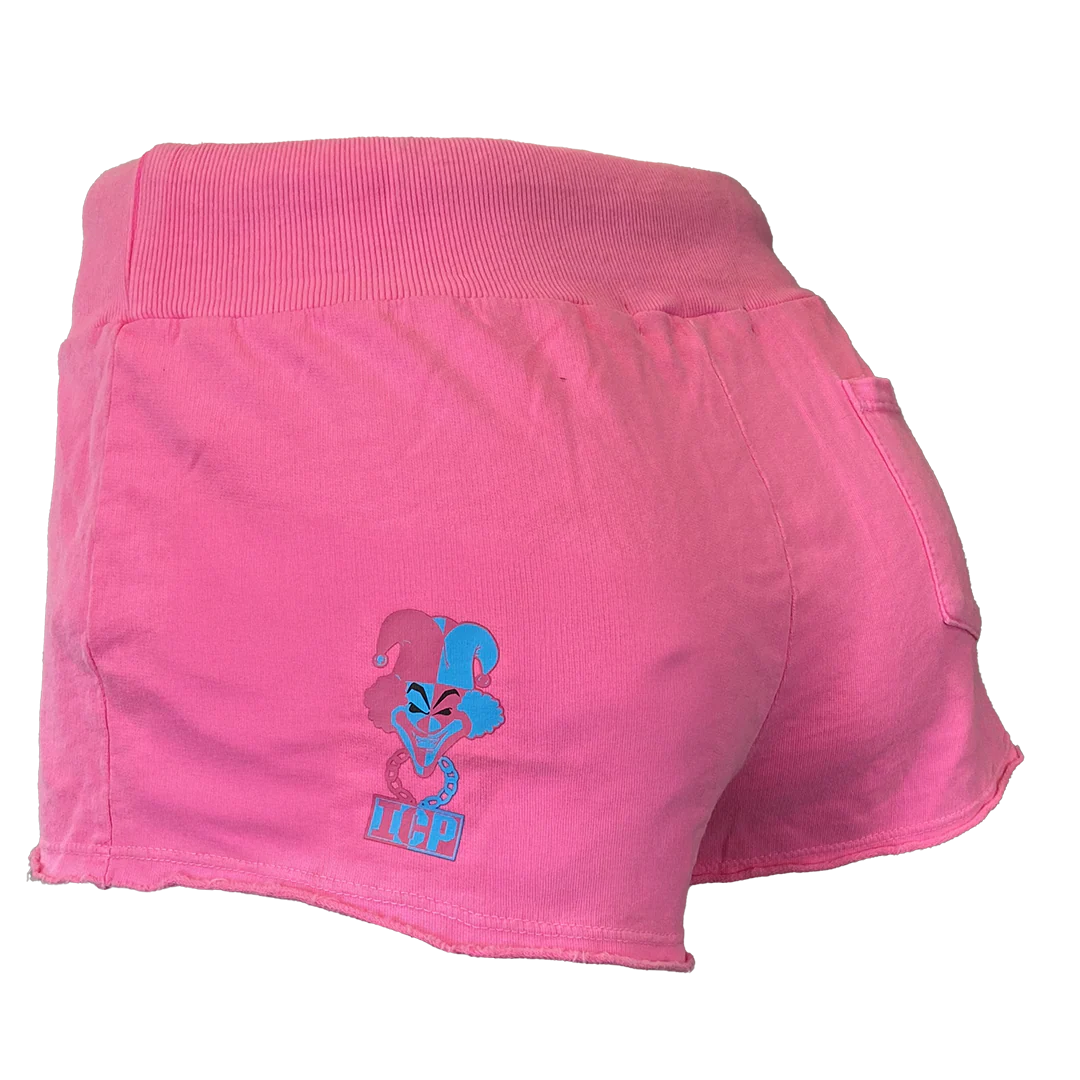 "Hatchetman Carnival" Women's Fleece Shorts In Hot Pink - Image 4