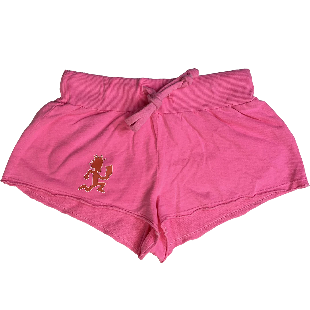 "Hatchetman Carnival" Women's Fleece Shorts In Hot Pink - Image 5
