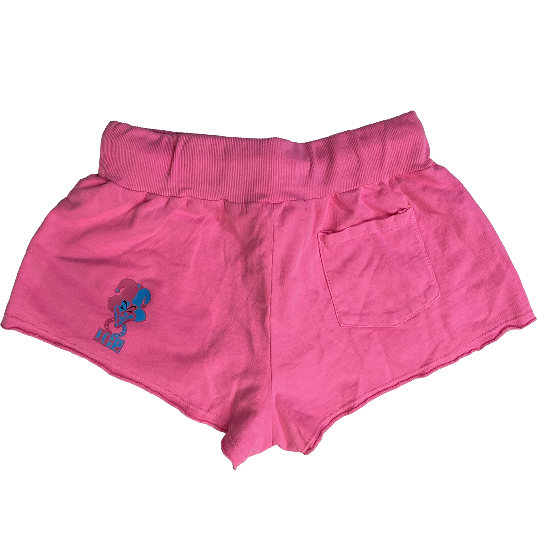 "Hatchetman Carnival" Women's Fleece Shorts In Hot Pink - Image 6