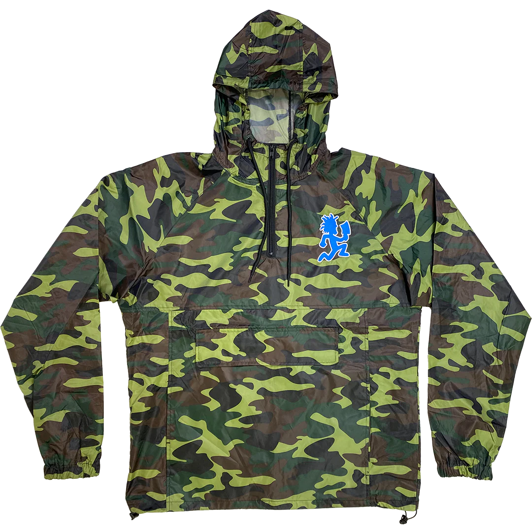 "Hatchetman" Embroidered Hooded Windbreaker In Camo