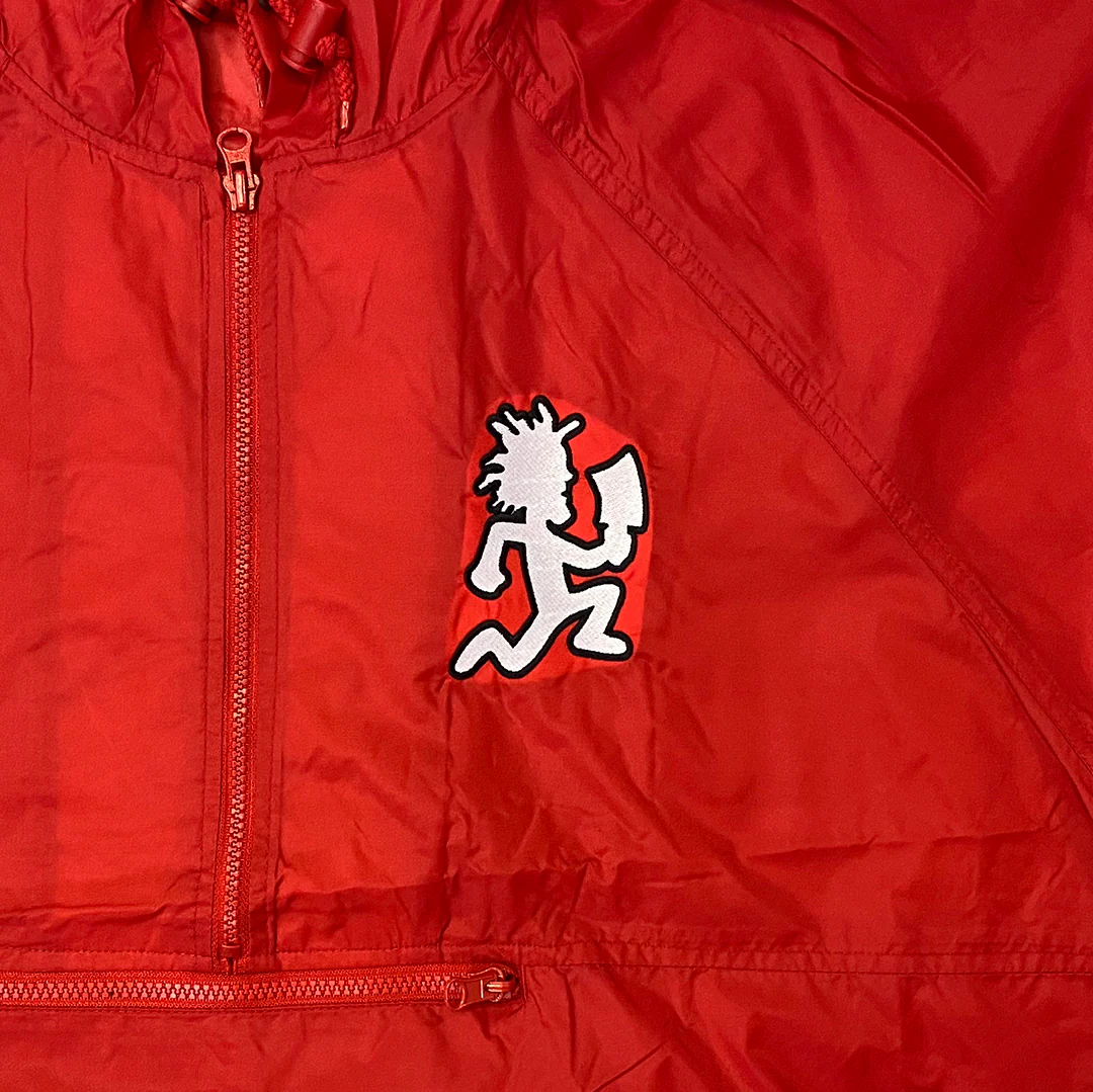 "Hatchetman" Embroidered Hooded Windbreaker In Red - Image 2