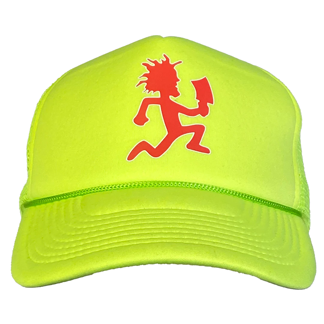 "Hatchetman" Trucker Hat In Neon Yellow