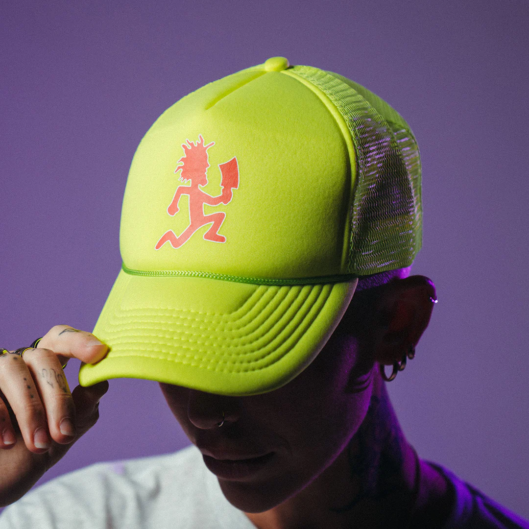 "Hatchetman" Trucker Hat In Neon Yellow - Image 3