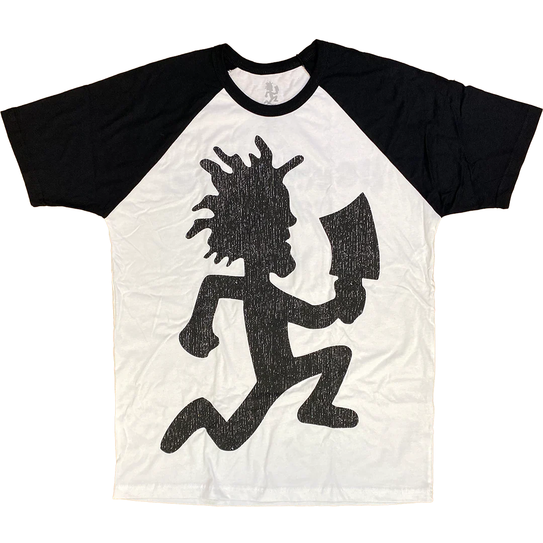 "Hatchetman Vintage" Raglan T-Shirt In White And Black