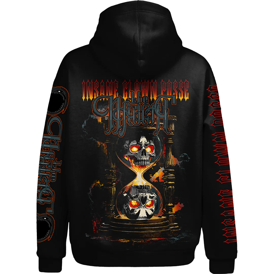 Hourglass Skull Pullover Hoodie in Black - Image 2