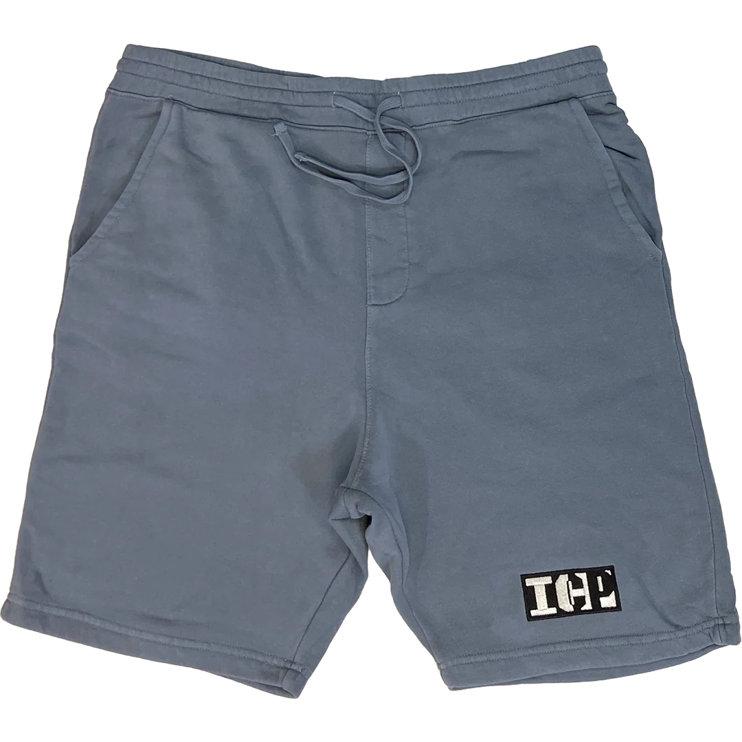 "ICP Block Logo" Embroidered Shorts In Slate Blue