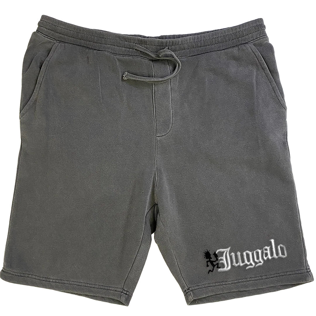 "Juggalo" Embroidered Shorts In Grey