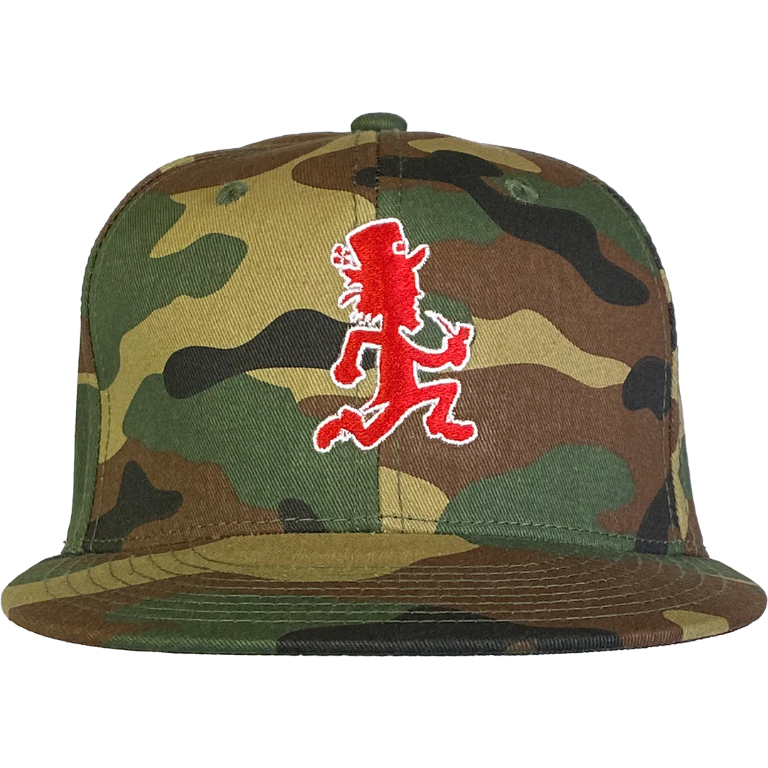 "Luckyman" Snapback Hat In Green Camo
