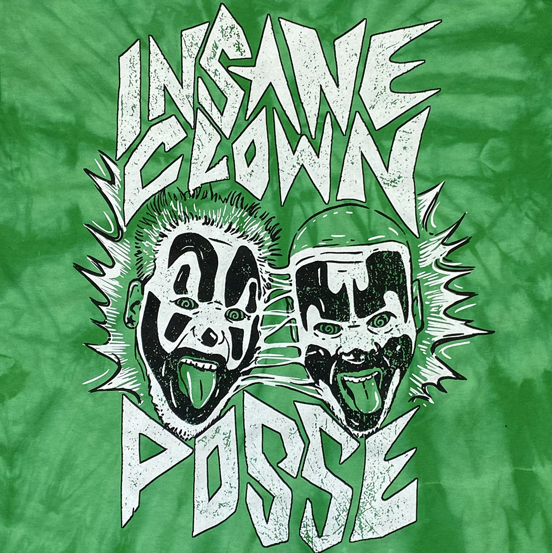 "Melting Faces" T-Shirt In Tie Dye Green - Image 2