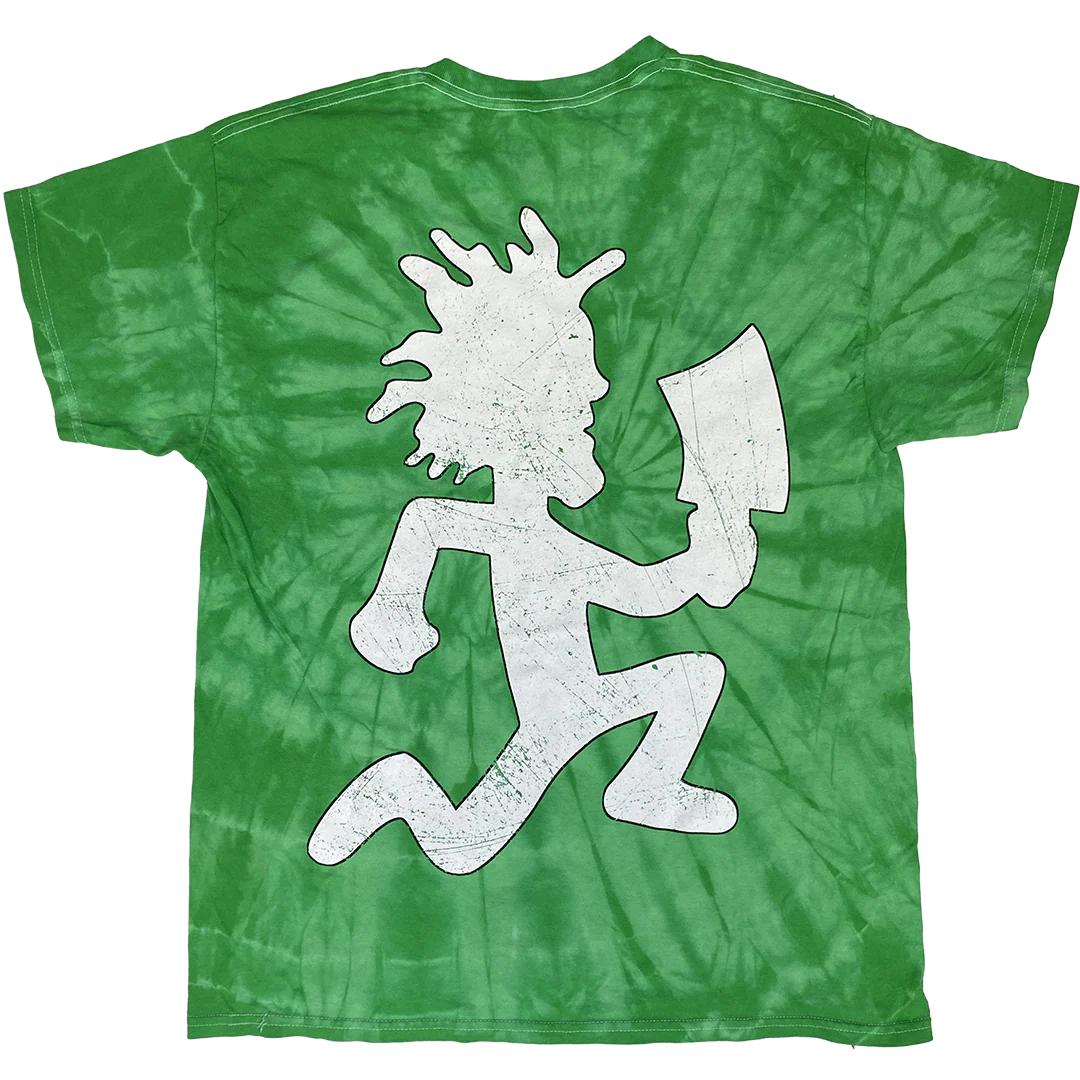 "Melting Faces" T-Shirt In Tie Dye Green - Image 3