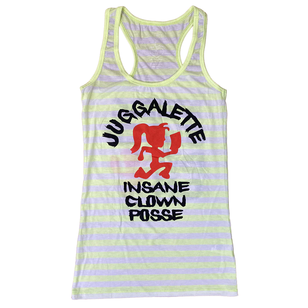 "Psycho Bitch Juggalette" Women's Tank Top In Yellow Stripes
