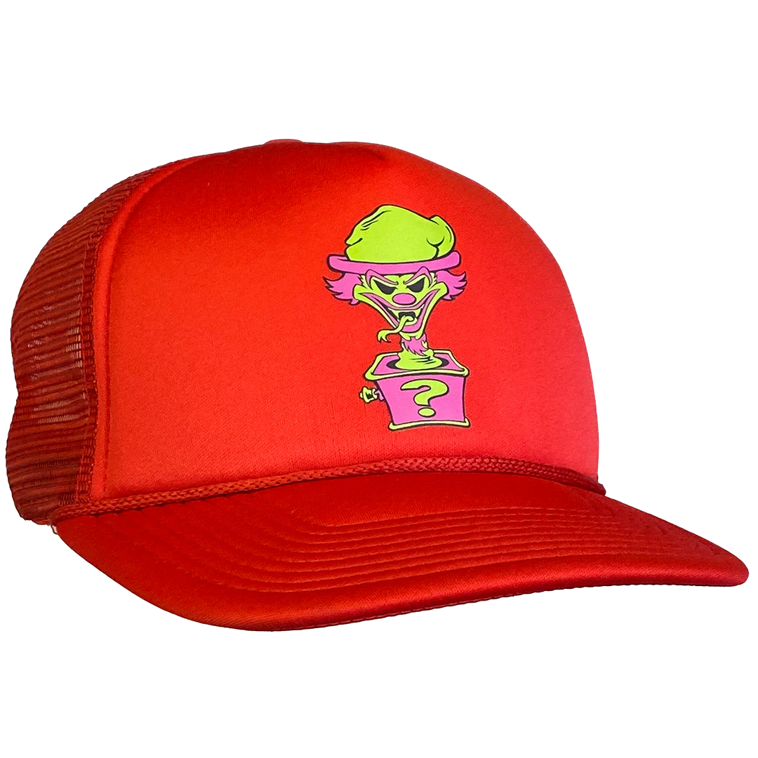 "Riddle Box" Trucker Hat In Red - Image 2