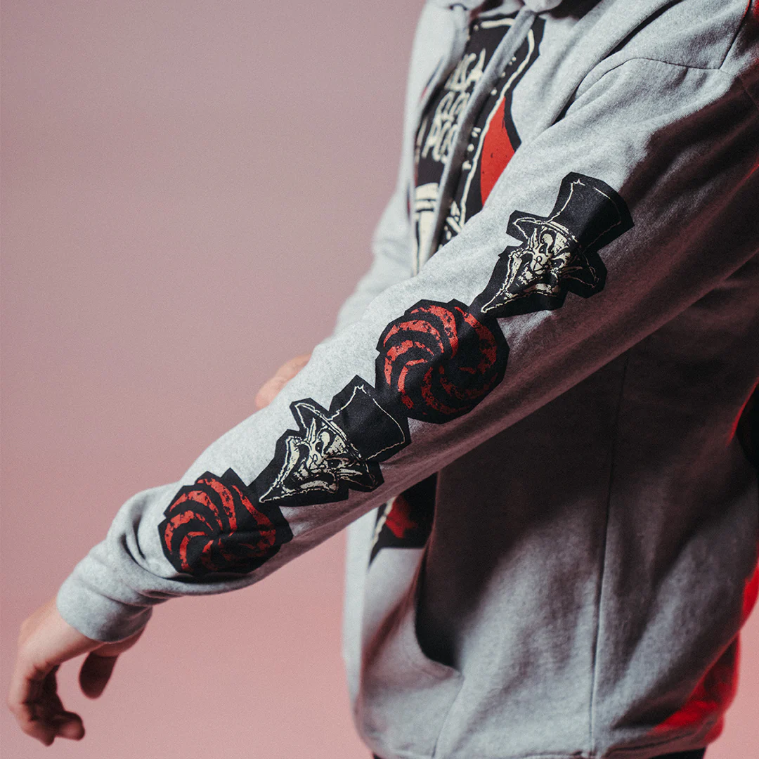 "Ringmaster Spiral" Pullover Hoodie In Heather Grey - Image 6