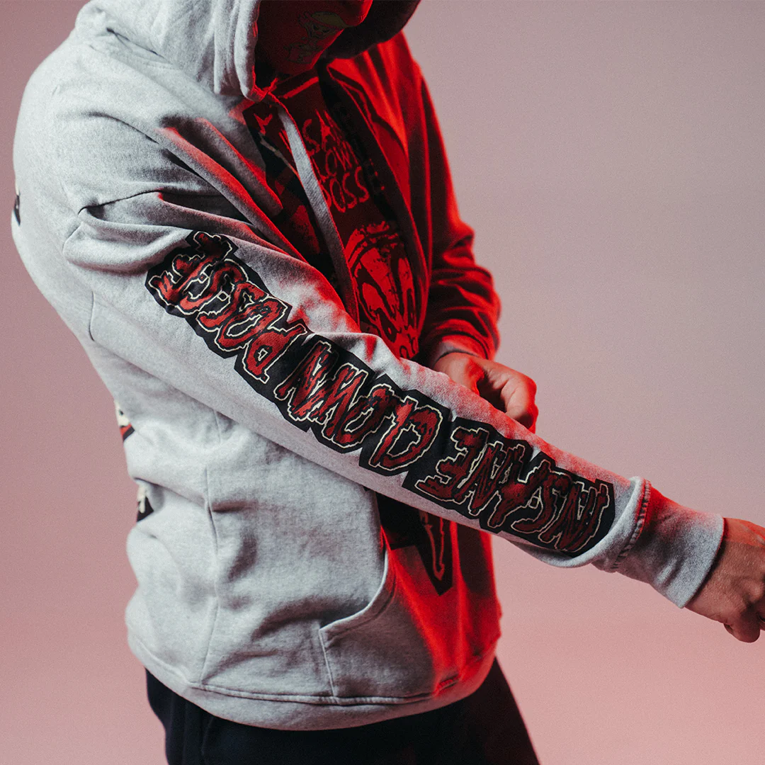 "Ringmaster Spiral" Pullover Hoodie In Heather Grey - Image 7