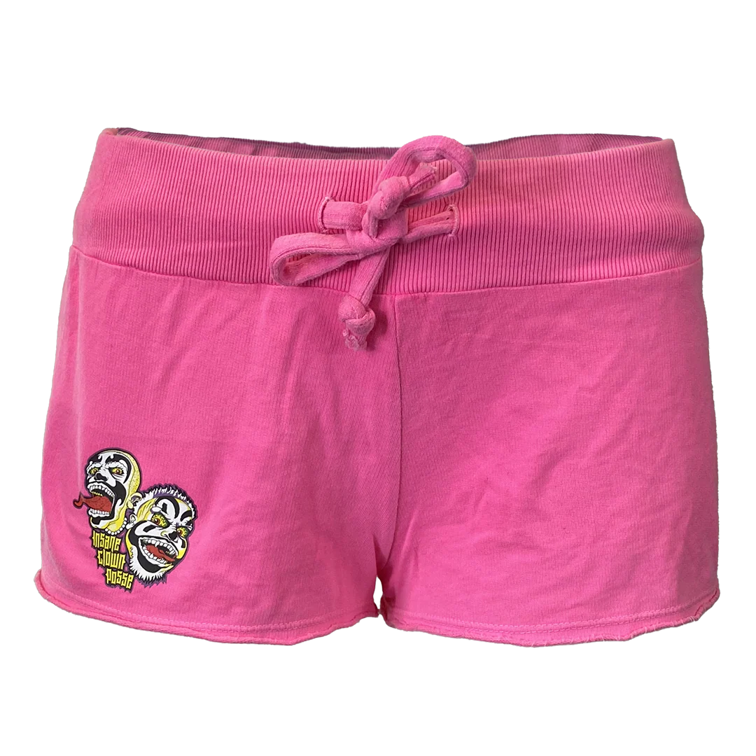 "Spooky Clowns Stack Logo" Women's Fleece Shorts In Hot Pink