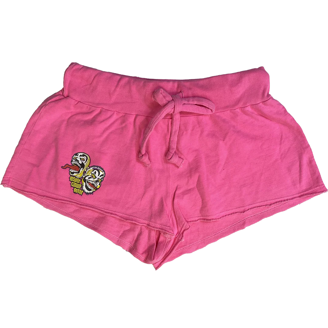 "Spooky Clowns Stack Logo" Women's Fleece Shorts In Hot Pink - Image 5