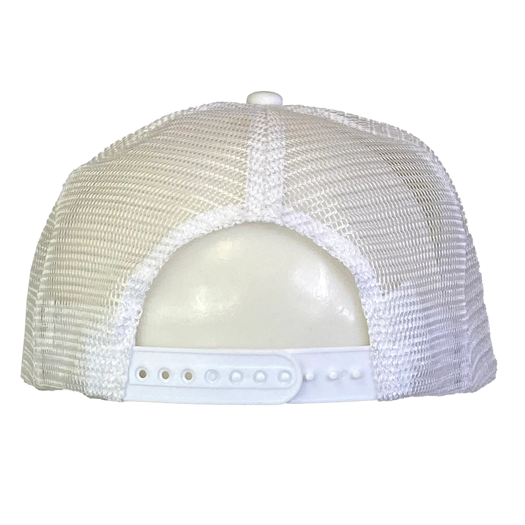 "Spooky Clowns" Trucker Hat In White And Neon Yellow - Image 3